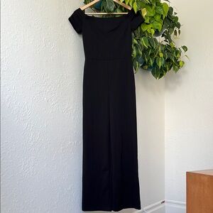 Lulu’s Black Off-Shoulder Cap Sleeve Jumpsuit